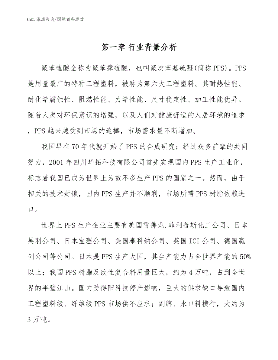 聚苯硫醚公司国际商务运营（模板）_第3页