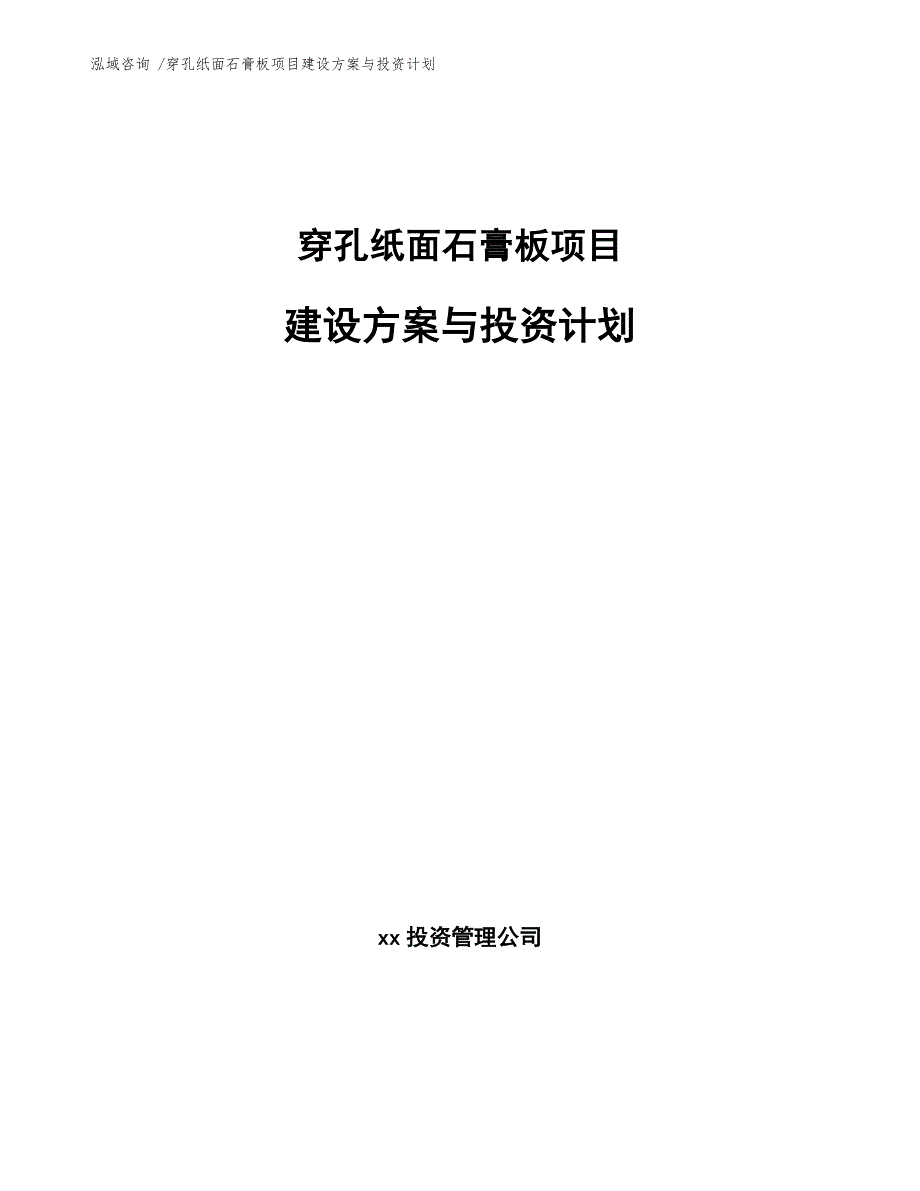 穿孔纸面石膏板项目建设方案与投资计划（参考模板）_第1页