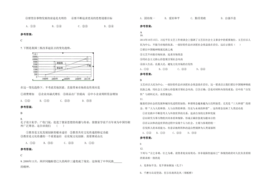 河北省唐山市丰润县火石营镇中学高三政治联考试题含解析_第2页