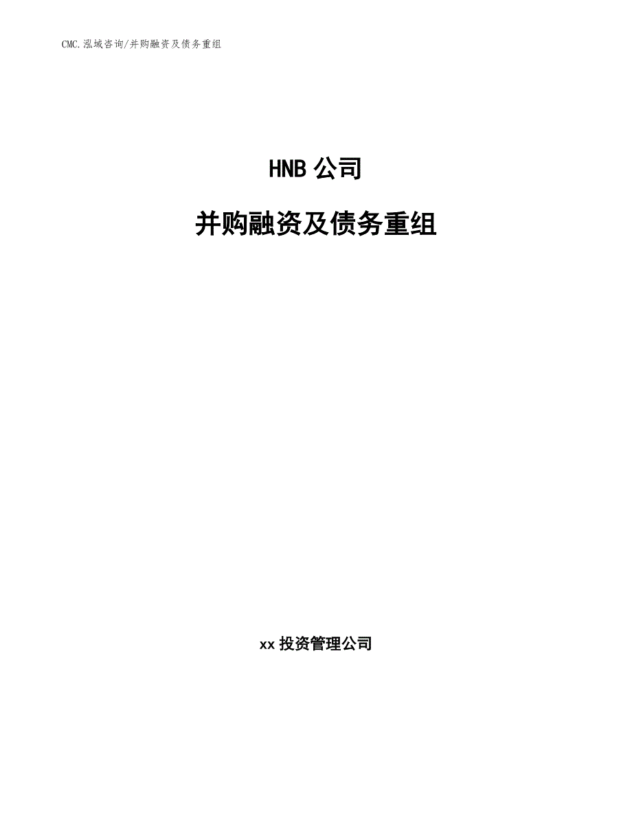 HNB公司并购融资及债务重组（范文）_第1页