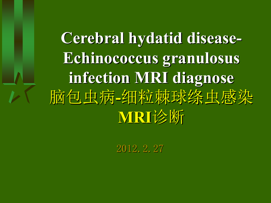 脑包虫病细粒棘球绦虫感染MRI诊断2012227教学幻灯片_第1页