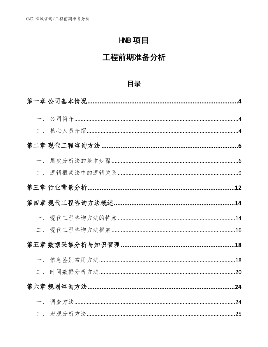 HNB项目工程前期准备分析（范文）_第1页