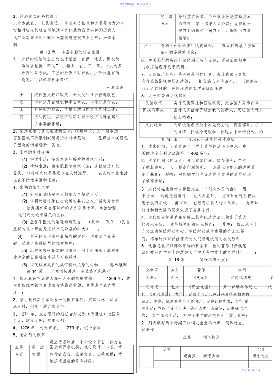 北师大版七年级下册历史复习提纲_第4页