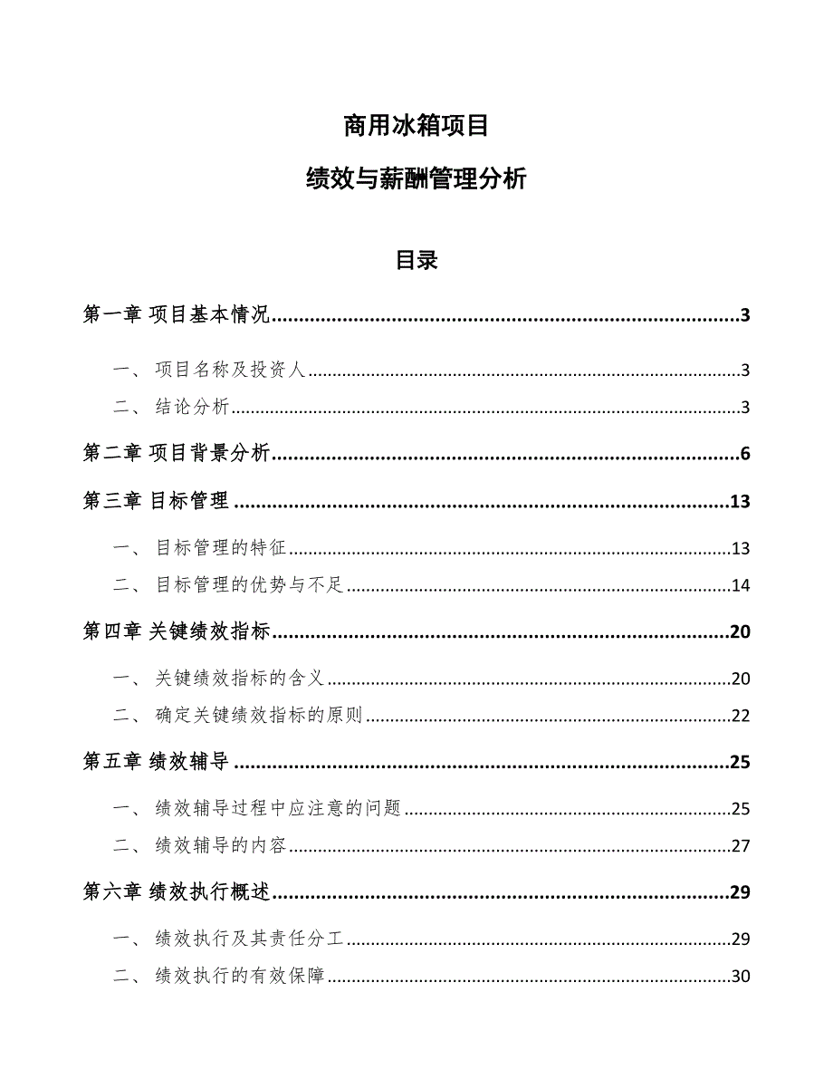 商用冰箱项目绩效与薪酬管理分析（模板）_第1页