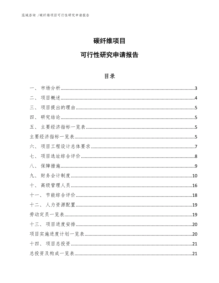 碳纤维项目可行性研究申请报告（参考模板）_第1页