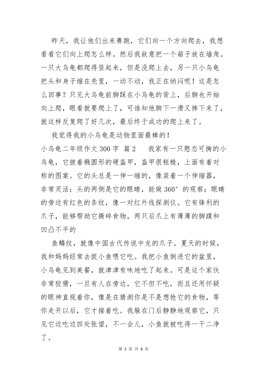 小乌龟二年级作文300字合集九篇_第2页