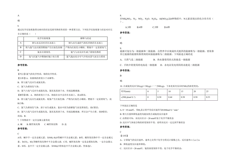江西省宜春市城岗山中学高一化学上学期期末试题含解析_第2页