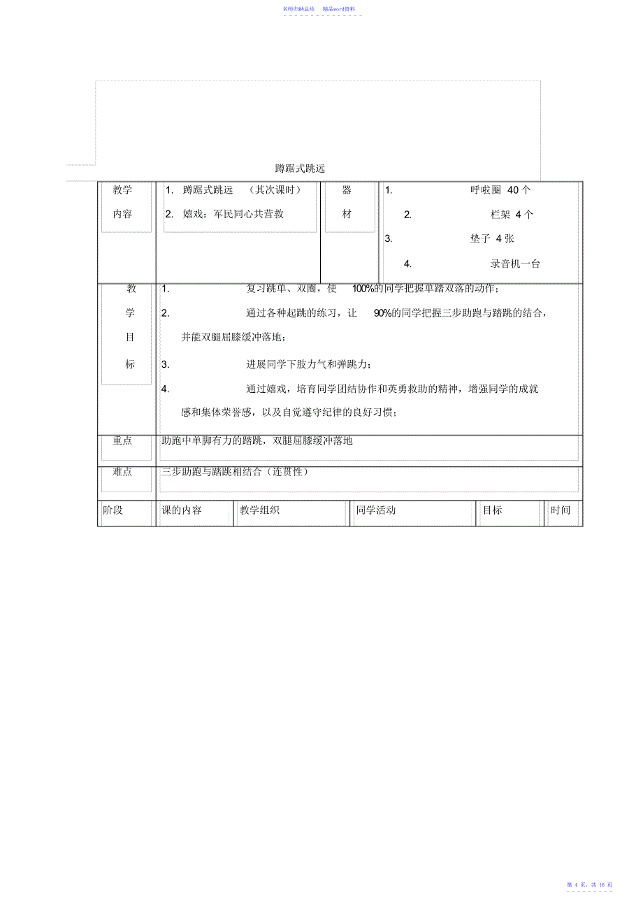 四年级蹲踞式跳远教案_第4页