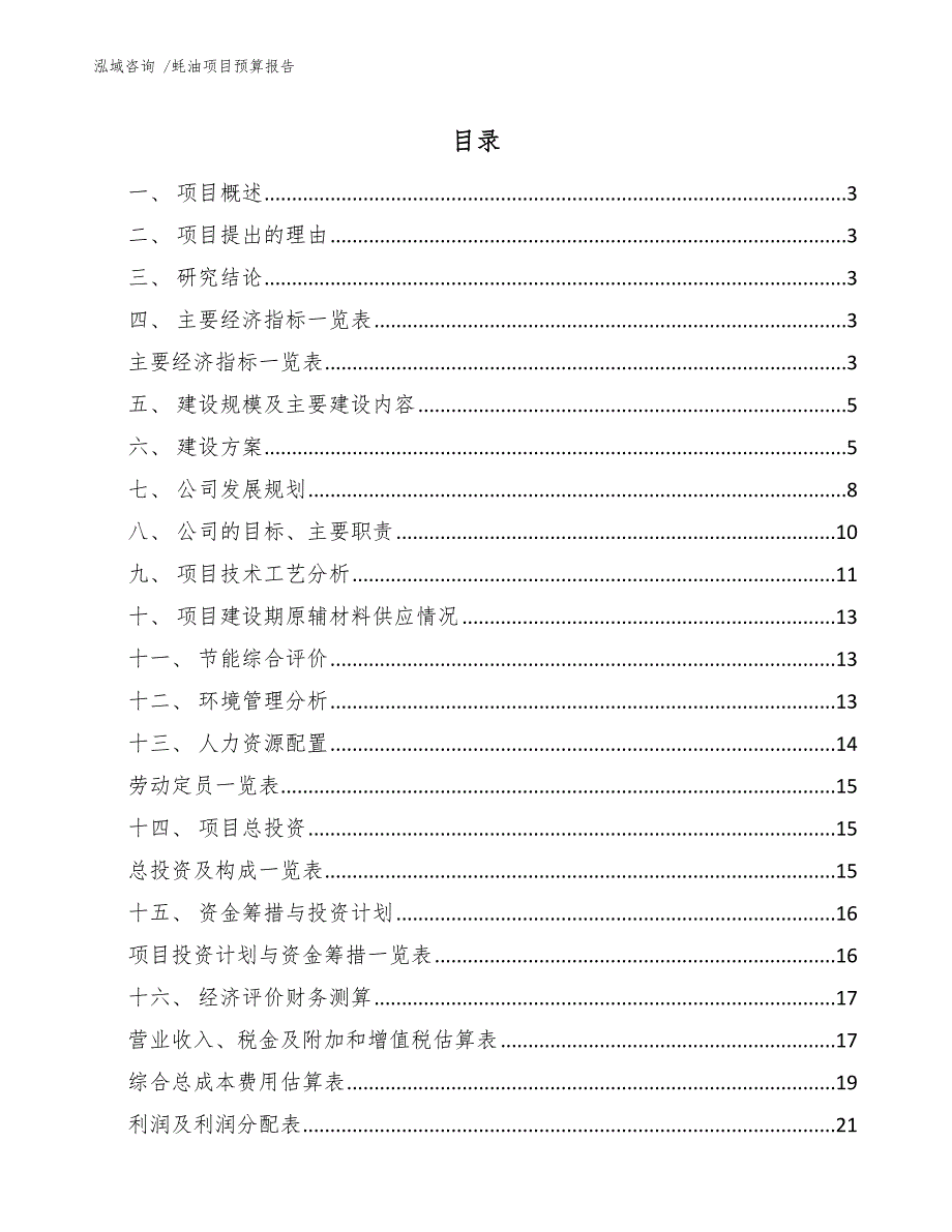 蚝油项目预算报告（范文参考）_第1页