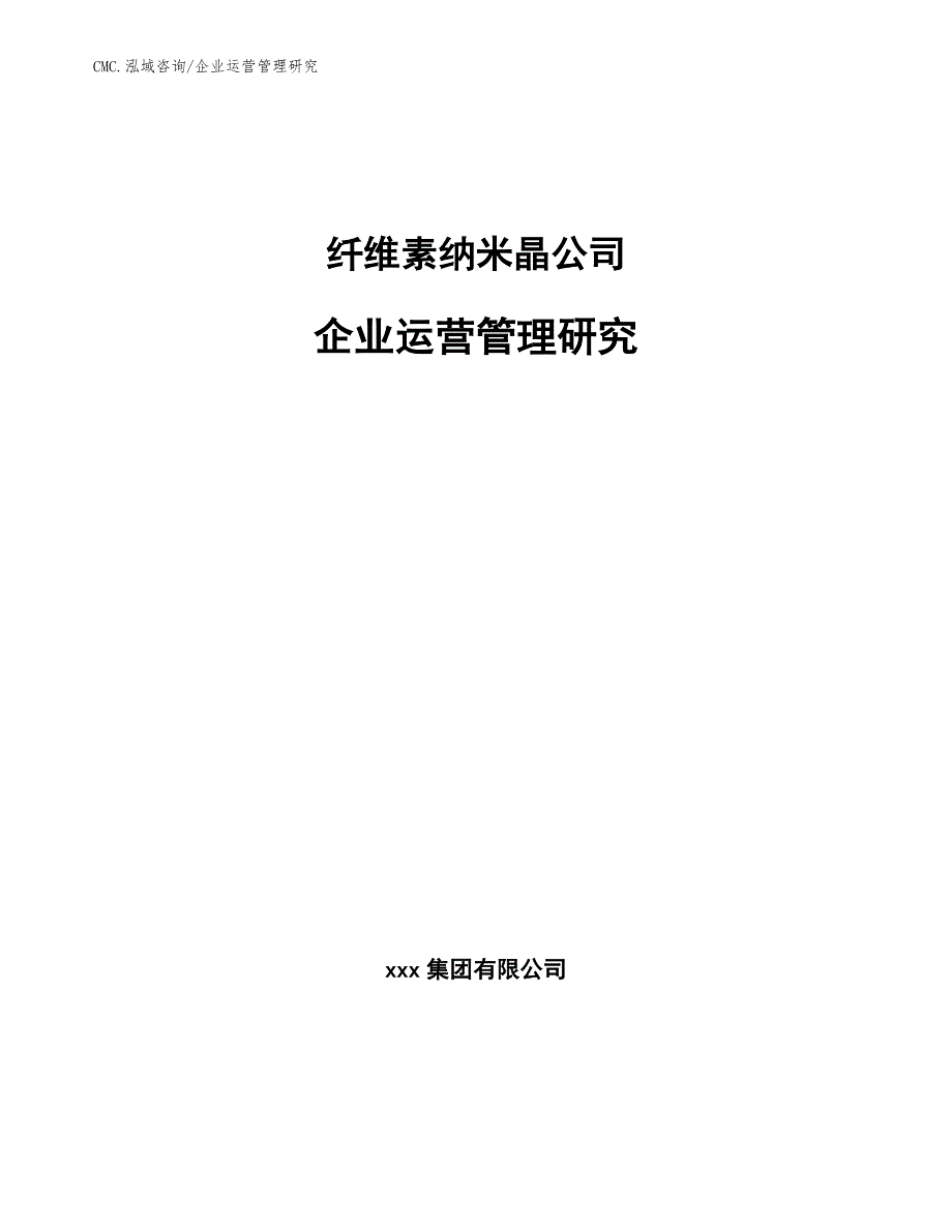 纤维素纳米晶公司企业运营管理研究（模板）_第1页