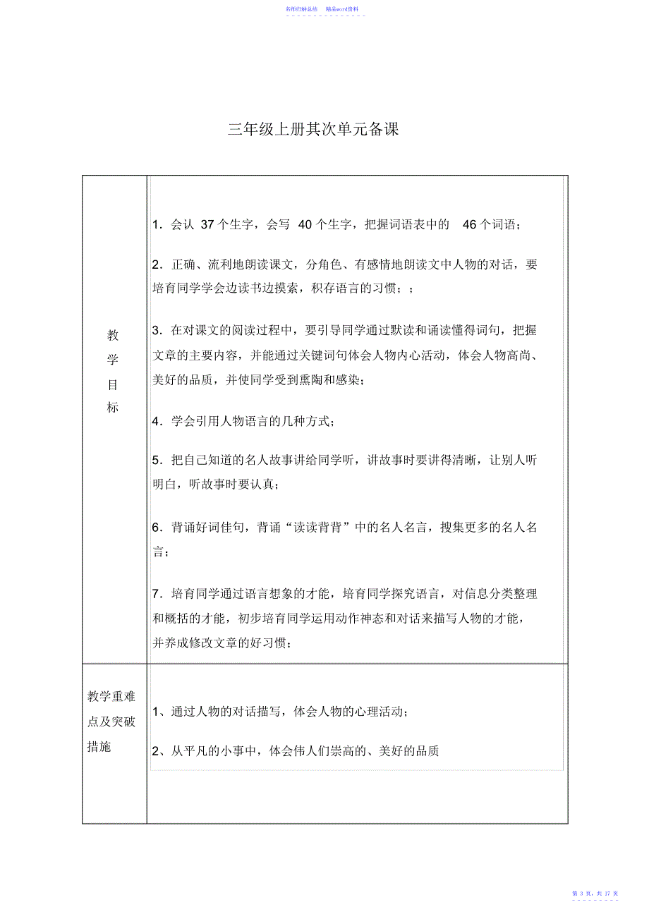 小学语文三年级上册第二单元主题备课3_第3页