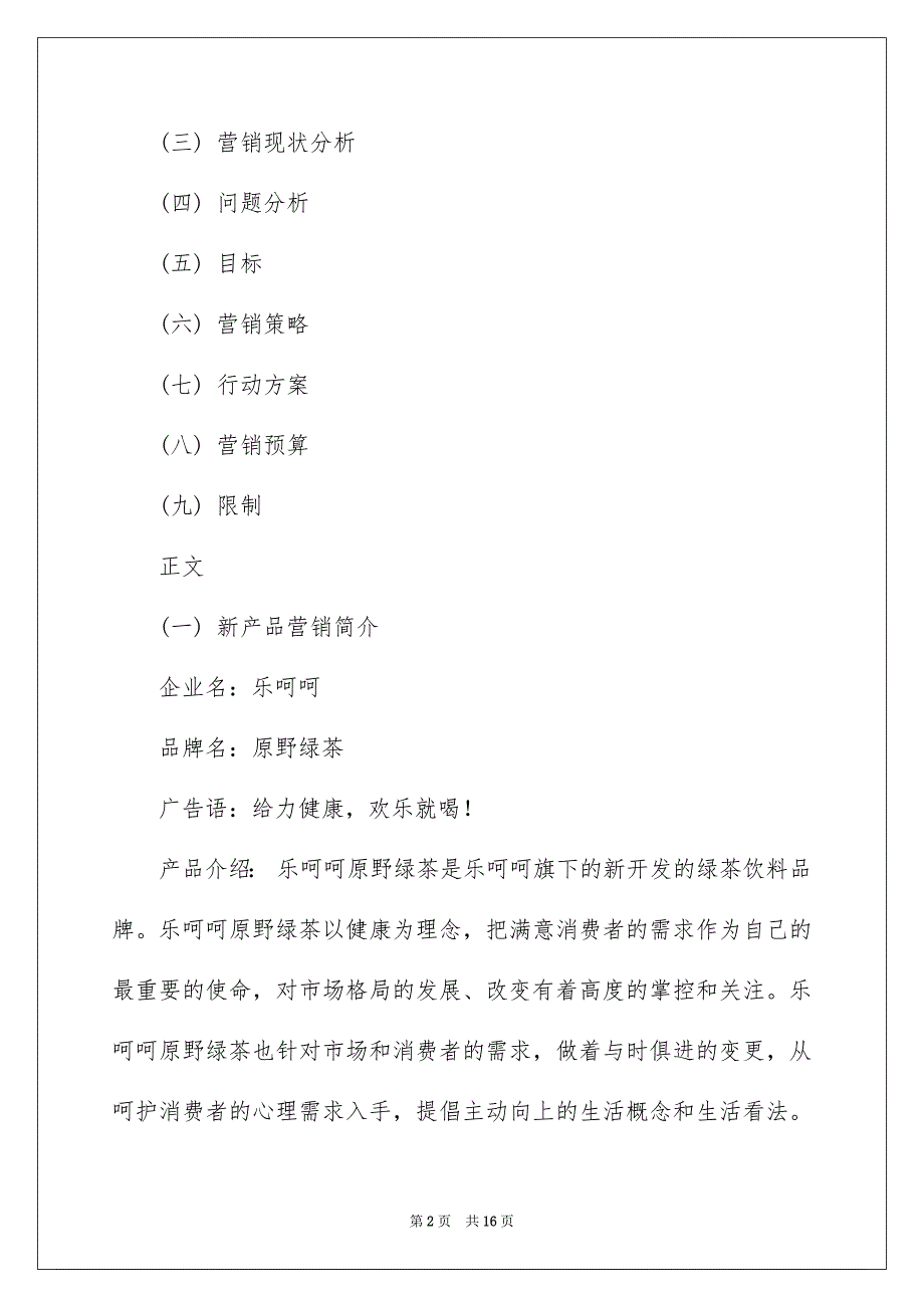 2022新产品营销策划书_某新产品营销策划书_第2页