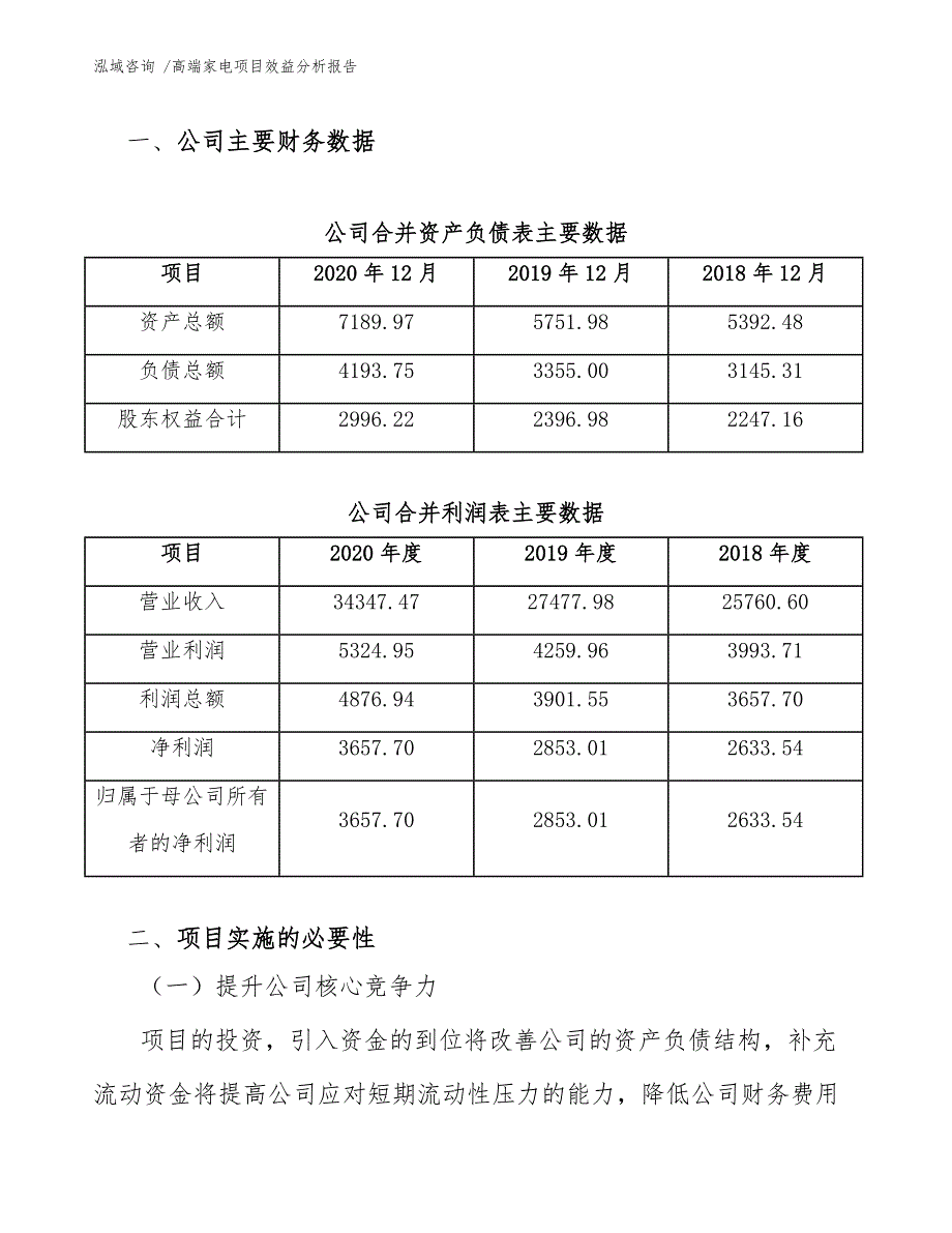 高端家电项目效益分析报告（参考范文）_第3页