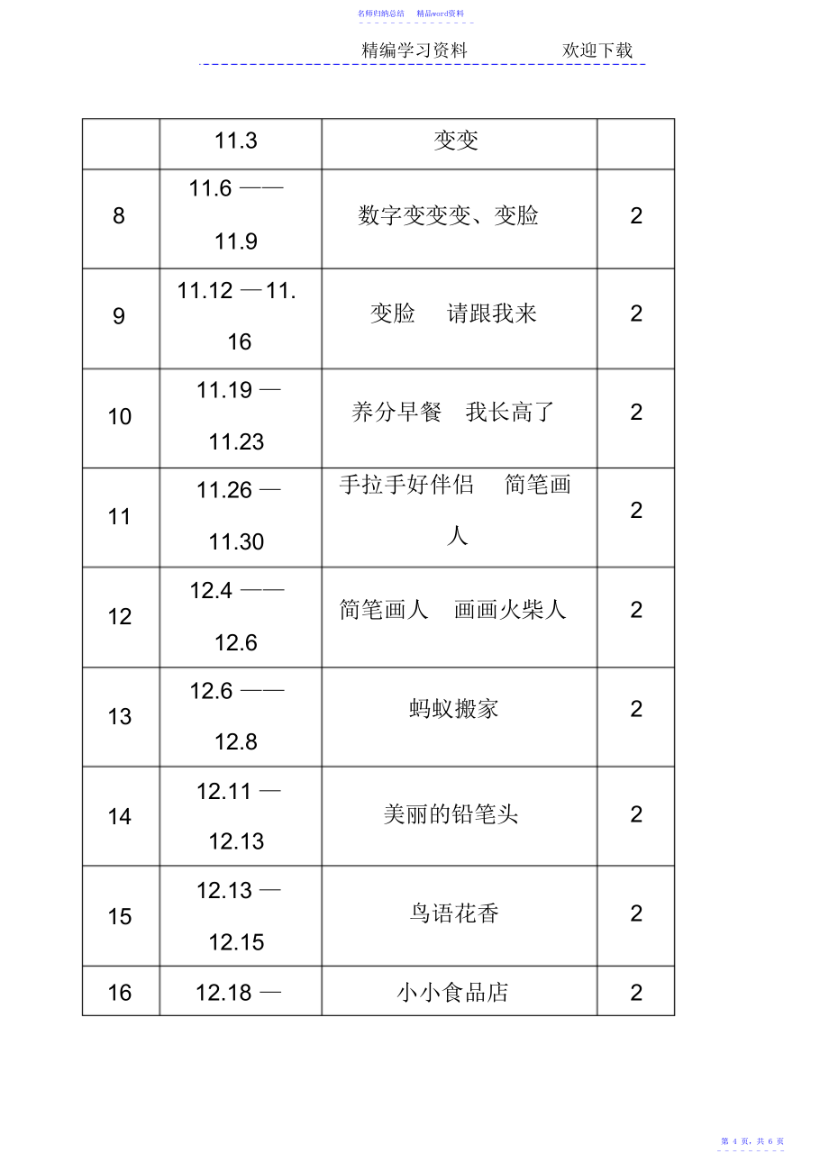 小学美术一年级计划进度表_第4页