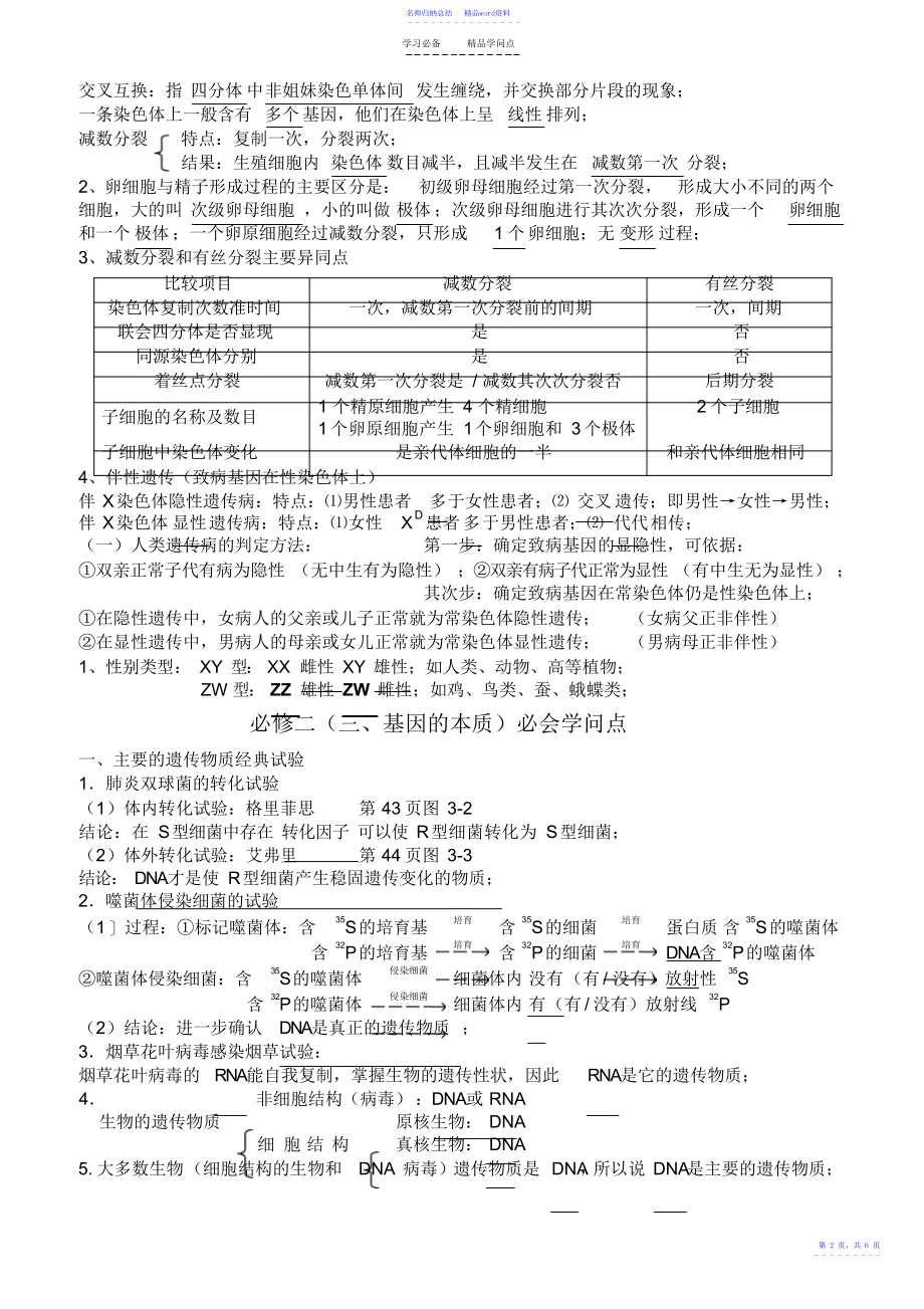 学业水平测试生物必修二知识点全览_第2页