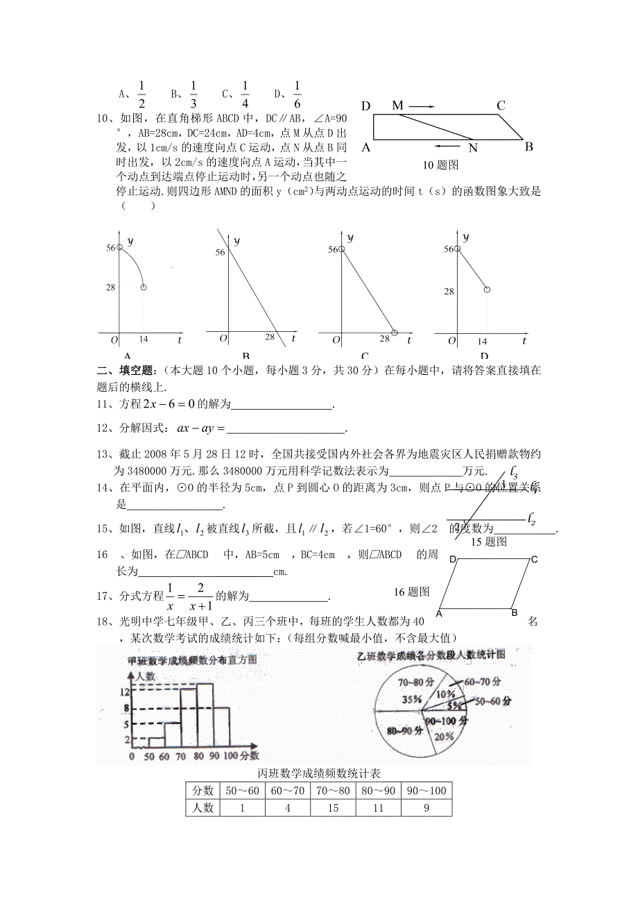 2008年重庆中考数学真题及答案_第2页