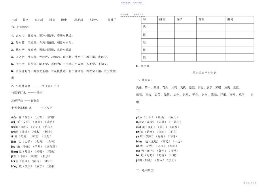 小学一年级语文部编版下册知识点全归纳复习_第5页