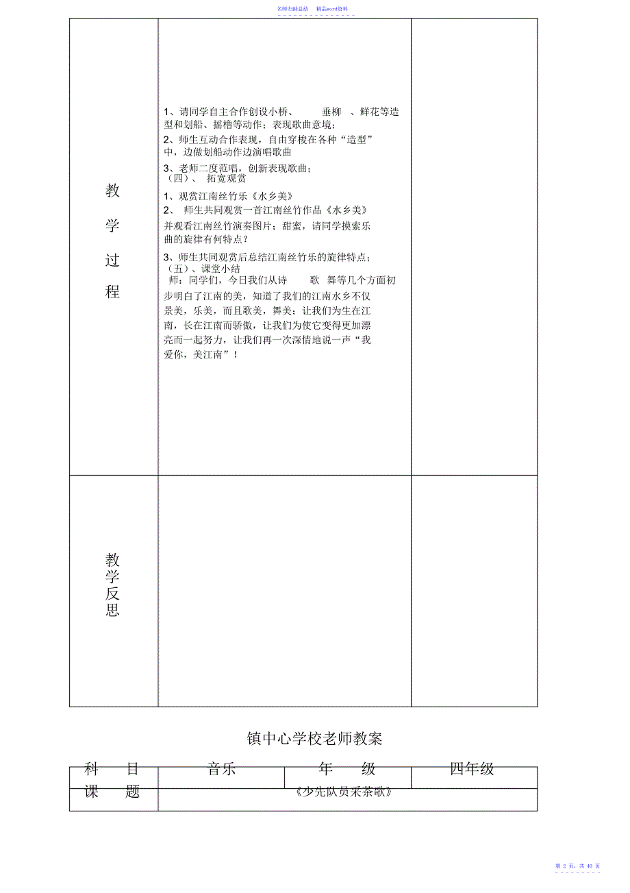 小学音乐四年级下册教案全册_第2页