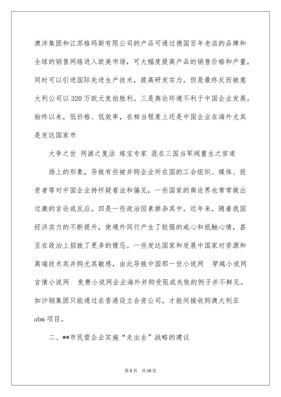 2022民营企业实施走出去战略的调研报告_民营企业走出去战略_第5页