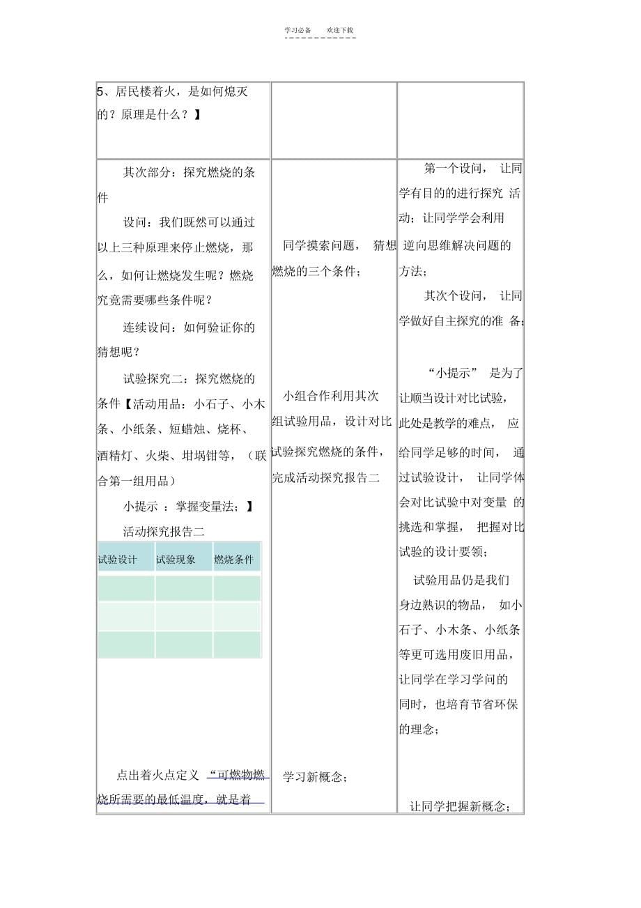 燃烧与灭火教学设计实验_第5页