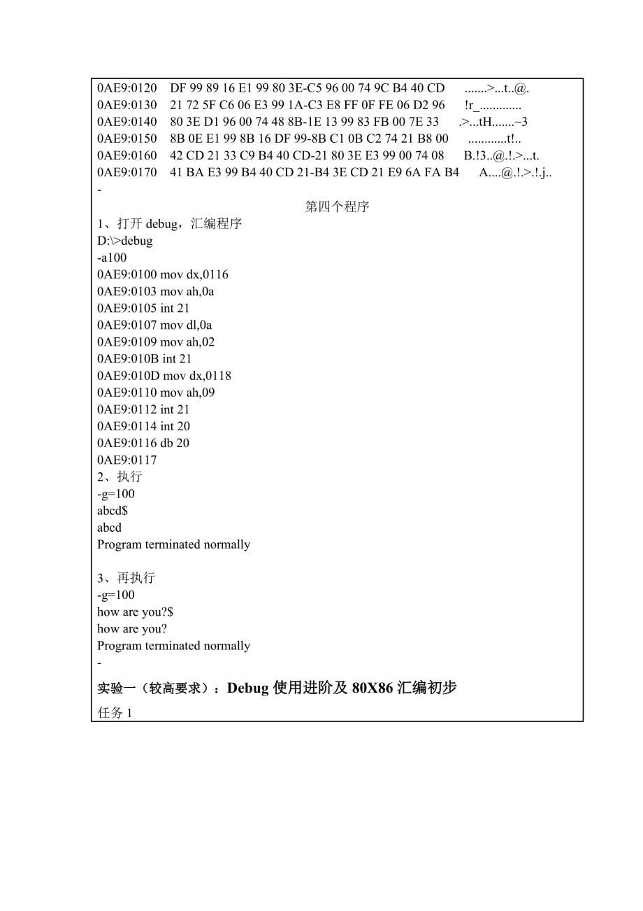 计算机组成与结构A-使用、熟悉Debug环境课程实验报告_第5页