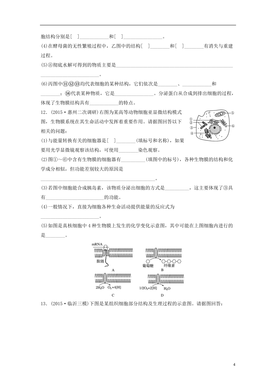 全国通用2021年高考生物一轮复习71练第9练准确识图分析细胞器的结构与功能_第4页