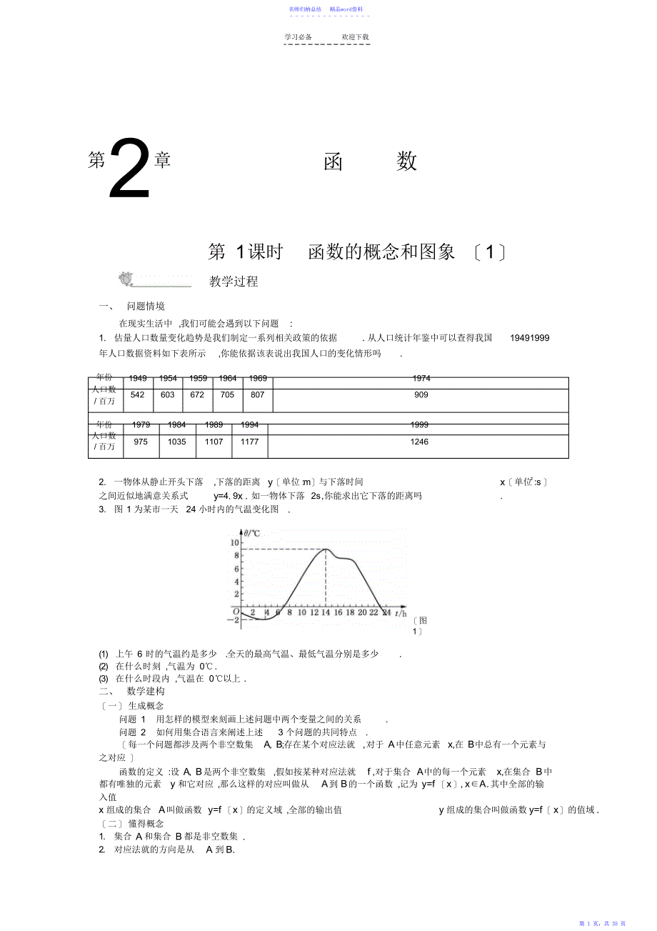 高中数学苏教版必修一名师导学第二章函数_第1页