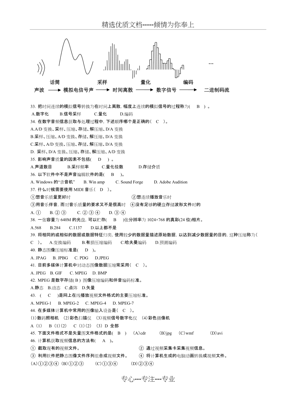 多媒体技术与应用试题库完整(共11页)_第3页