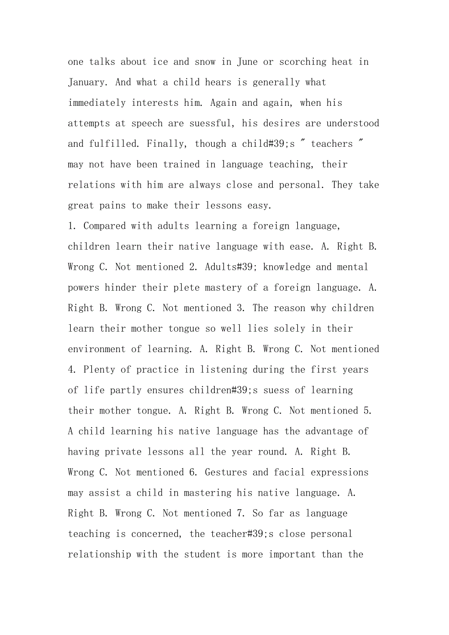 XX职称英语考试模全真拟试题综合类B级第一套_第4页