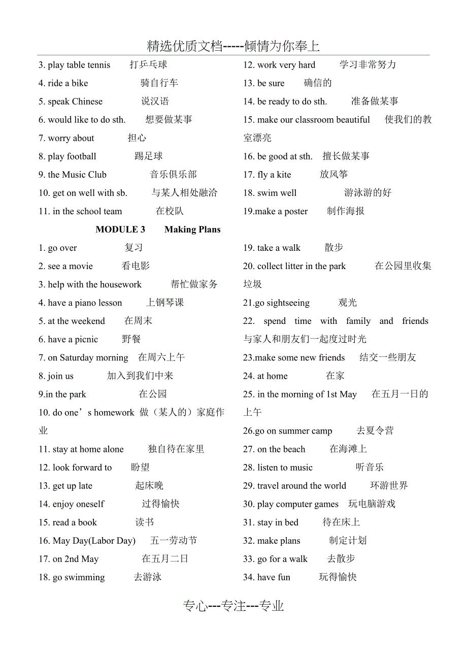 外研社英语七年级下册重点短语句子(共16页)_第2页