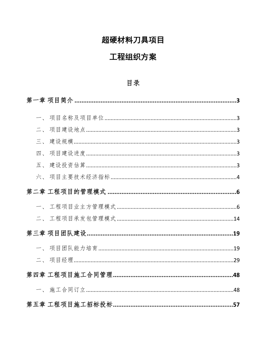 超硬材料刀具项目工程组织方案（参考）_第1页