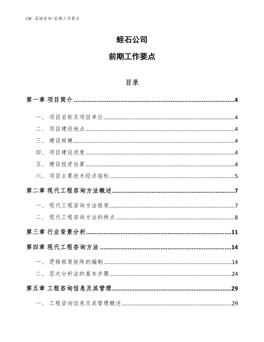 蛭石公司前期工作要点（范文）_第1页