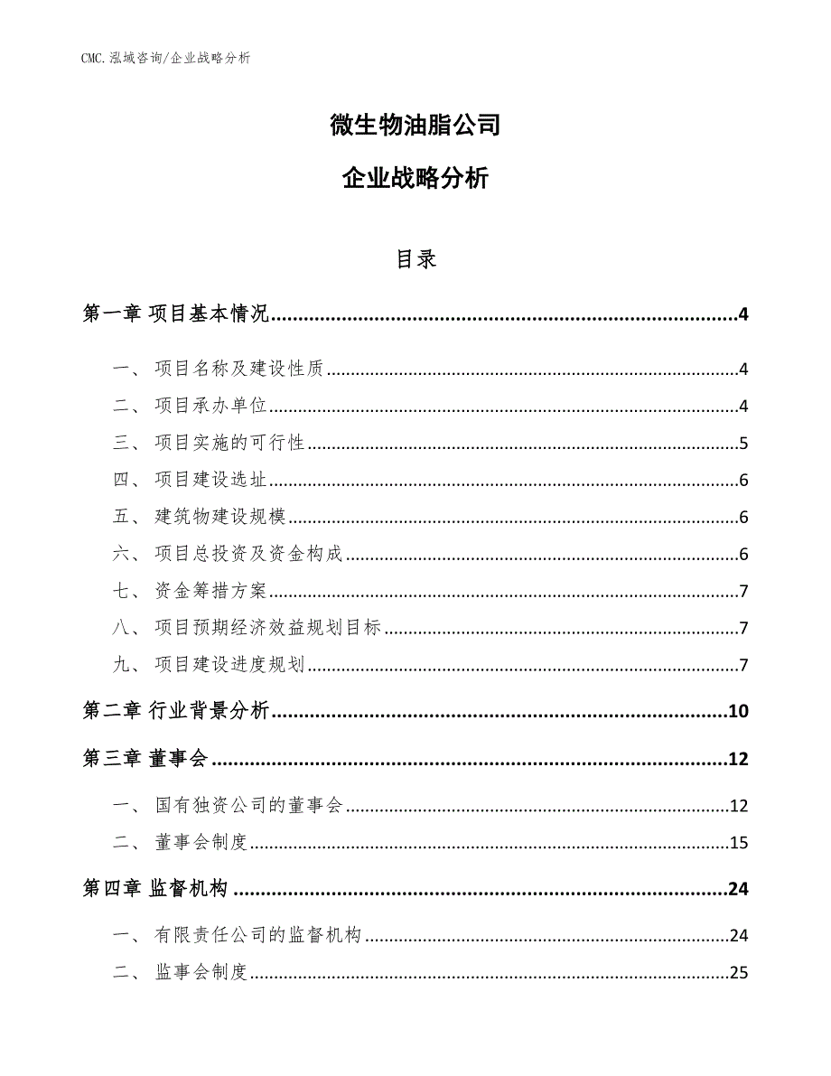 微生物油脂公司企业战略分析（参考）_第1页