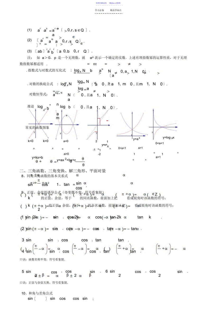 高中文科数学公式及知识点总结大全2_第3页