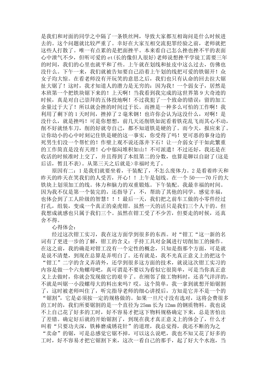 《大学生钳工实习报告5篇》_第2页