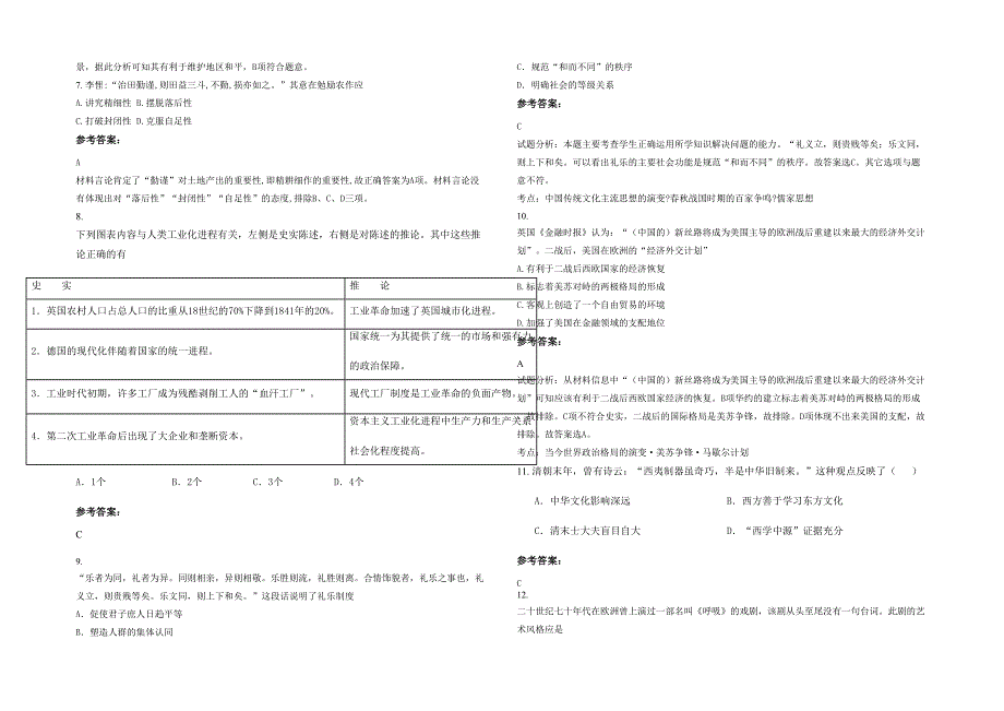 2020-2021学年江西省萍乡市南岭中学高三历史月考试题含解析_第2页