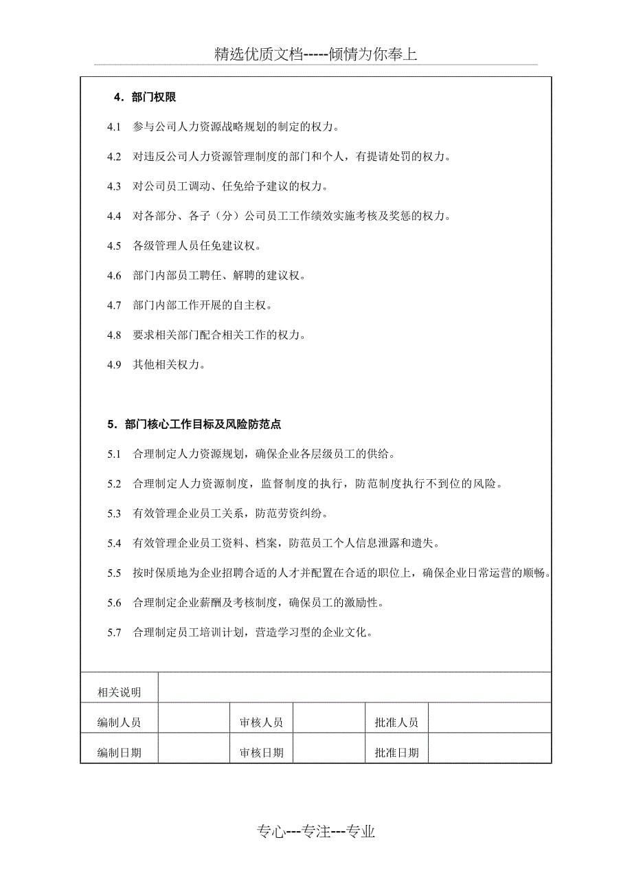 人力资源部岗位职责及考核标准(共23页)_第5页