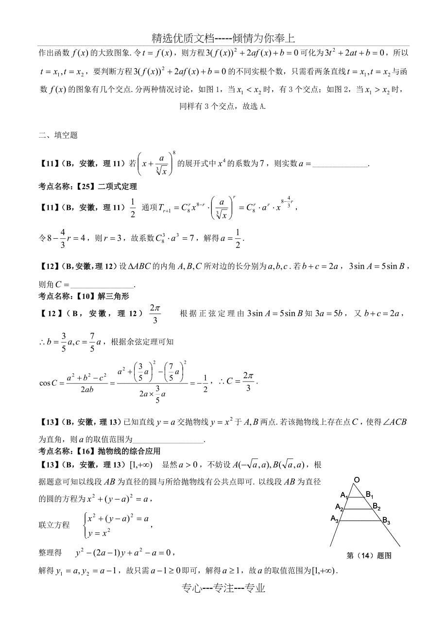 2013年安徽卷理科数学试题及解答(共13页)_第5页