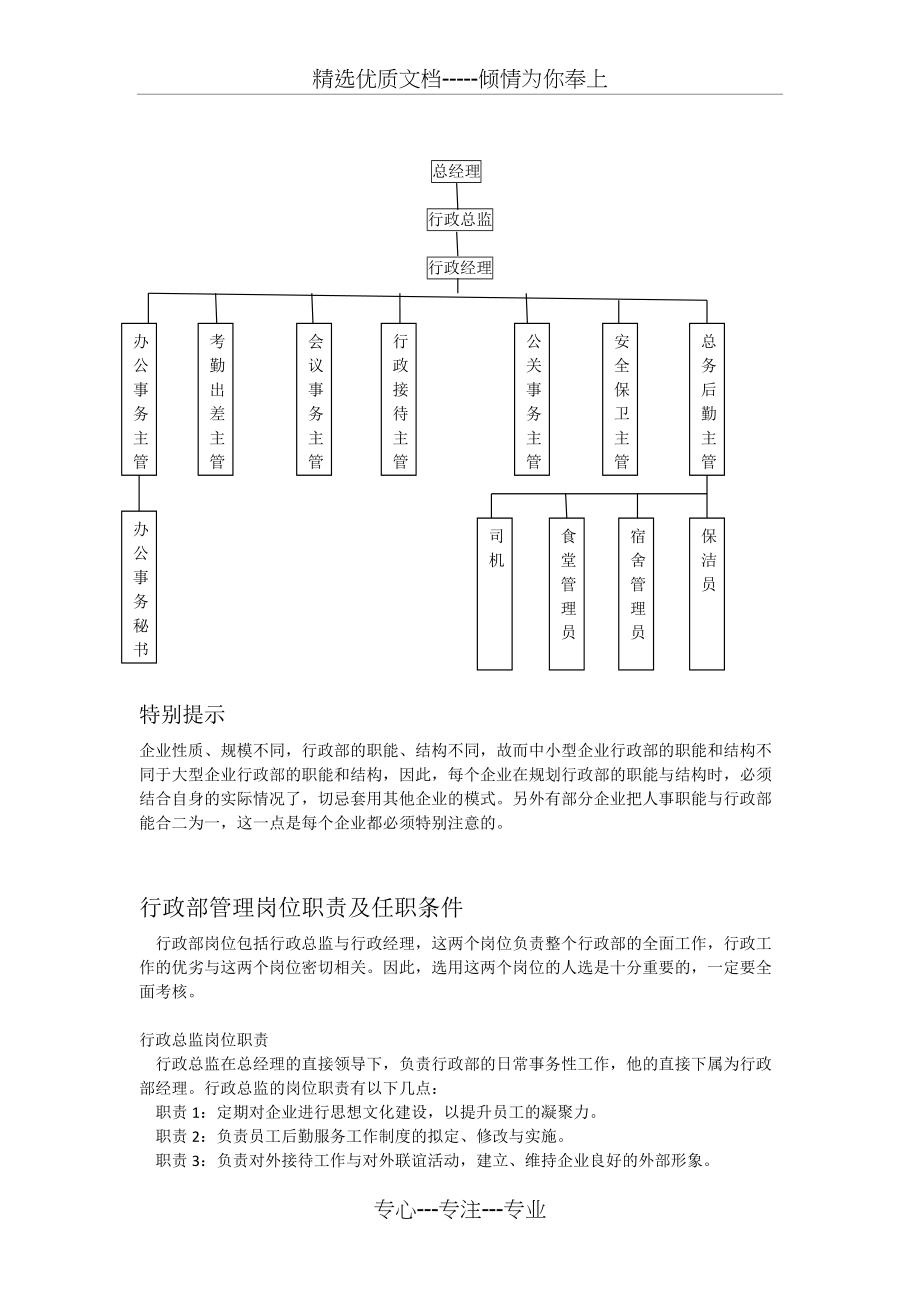 行政部组织构架和管理岗位(共4页)_第2页