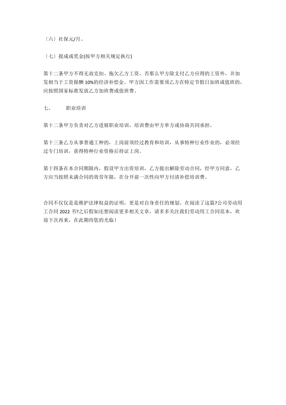 公司劳动用工合同2022书_第3页