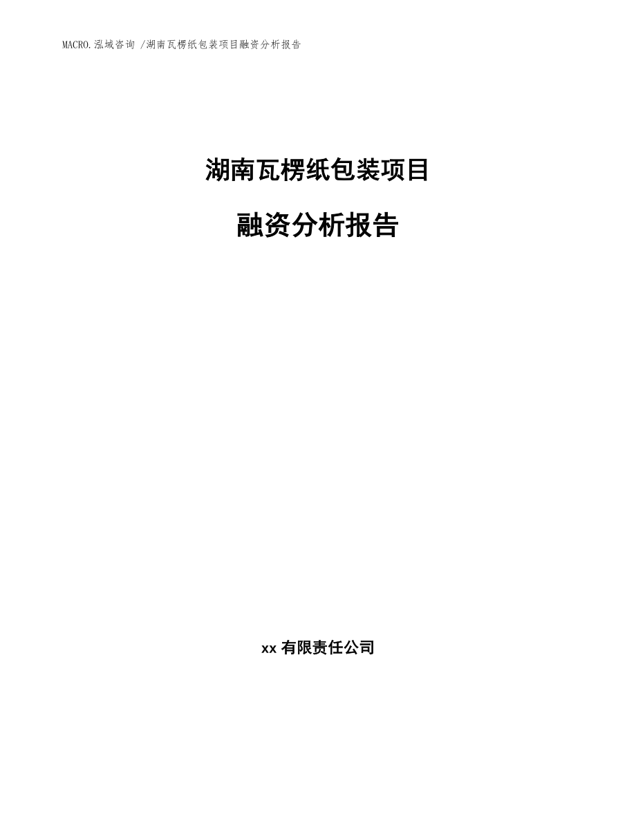 湖南瓦楞纸包装项目融资分析报告范文模板_第1页