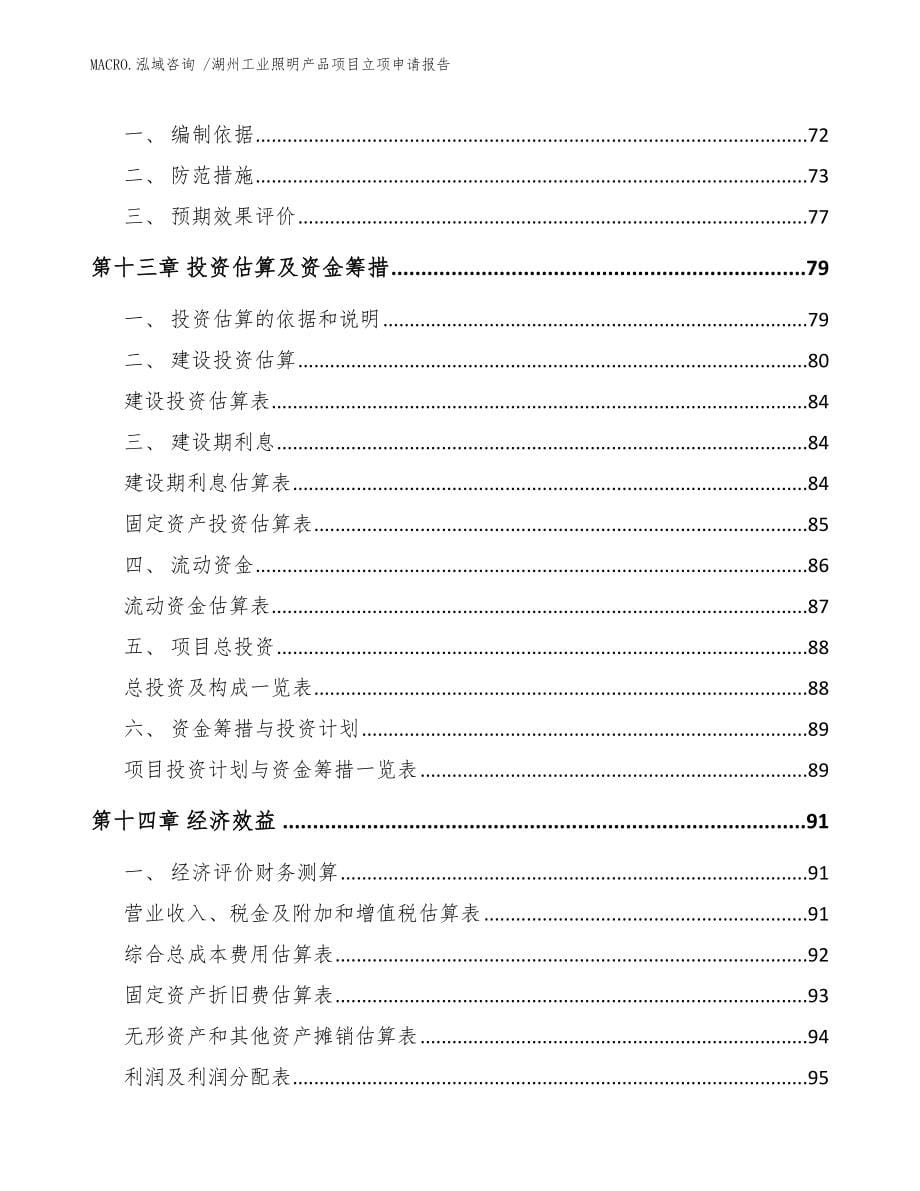 湖州工业照明产品项目立项申请报告模板参考_第5页