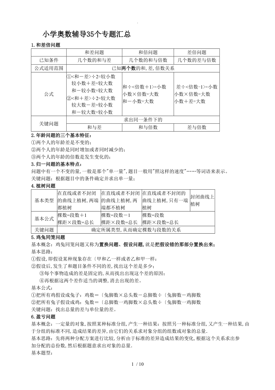 小学数学奥数35个专题分类和解题技巧_第1页