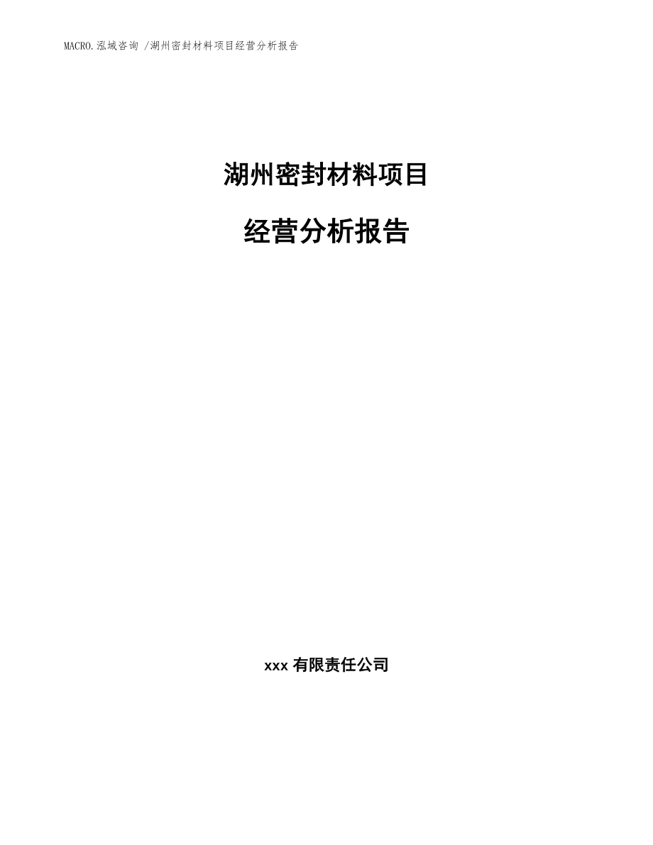 湖州密封材料项目经营分析报告_范文参考_第1页