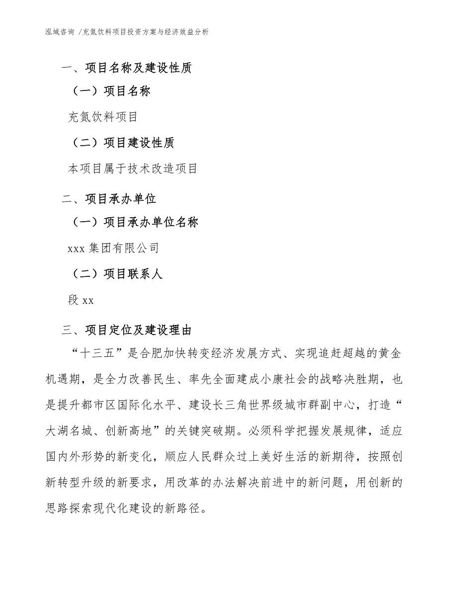 充氮饮料项目投资方案与经济效益分析（模板参考）_第4页