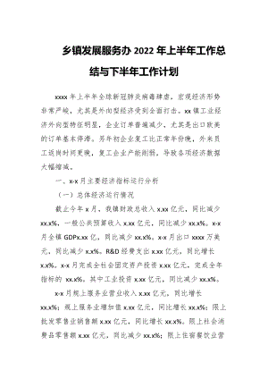 乡镇发展服务办2022年上半年工作总结与下半年工作计划