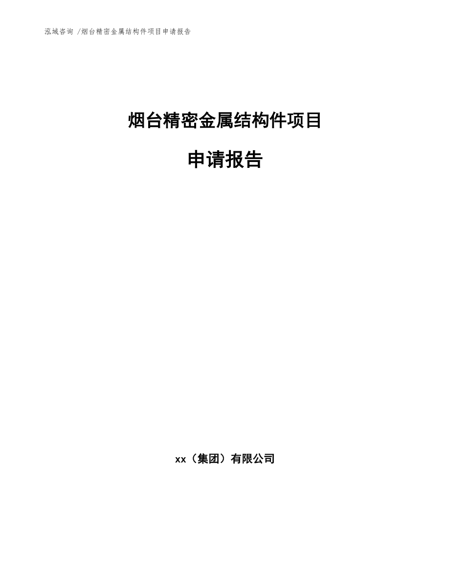 烟台精密金属结构件项目申请报告_范文参考_第1页