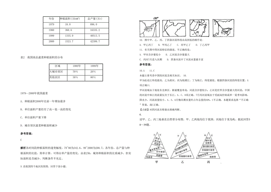 2021-2022学年山西省临汾市甘泉中学高三地理月考试题含解析_第2页