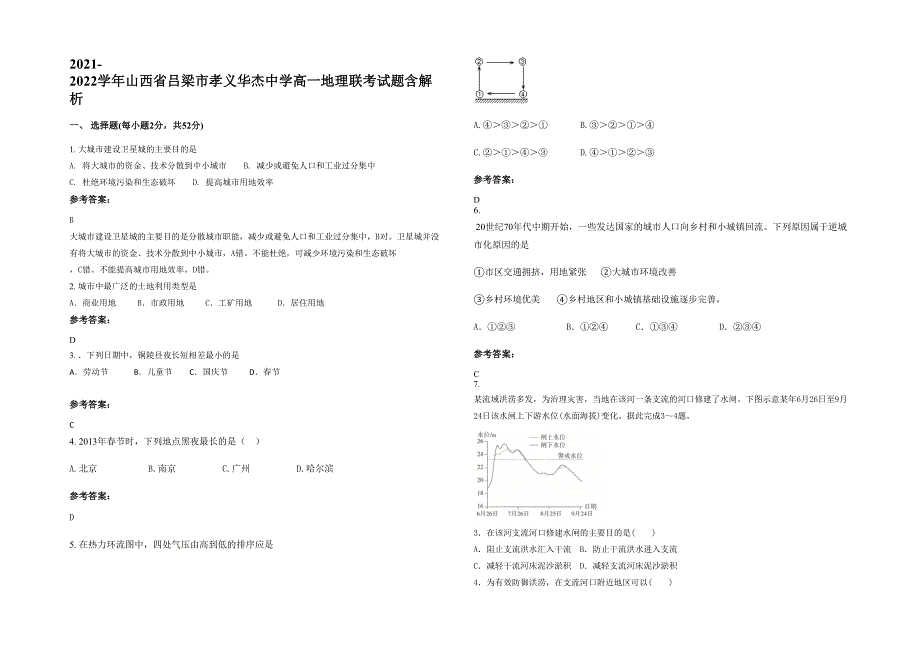 2021-2022学年山西省吕梁市孝义华杰中学高一地理联考试题含解析_第1页