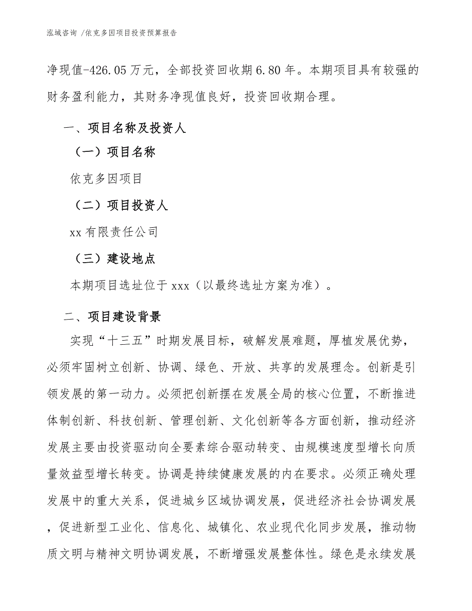 依克多因项目投资预算报告（模板范文）_第3页